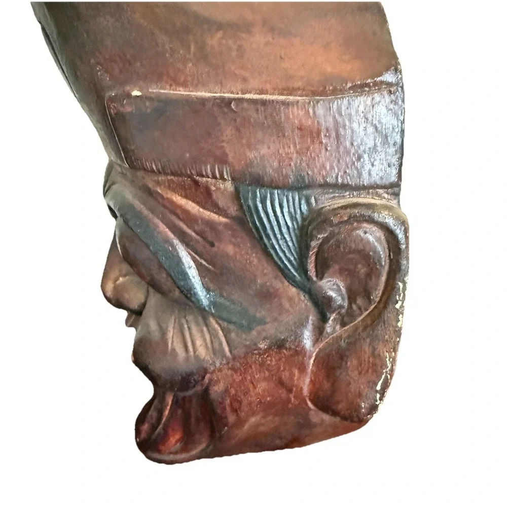 Vintage Large Hand Carved Wooden Face Mask Irony Smile Comedy 14.5